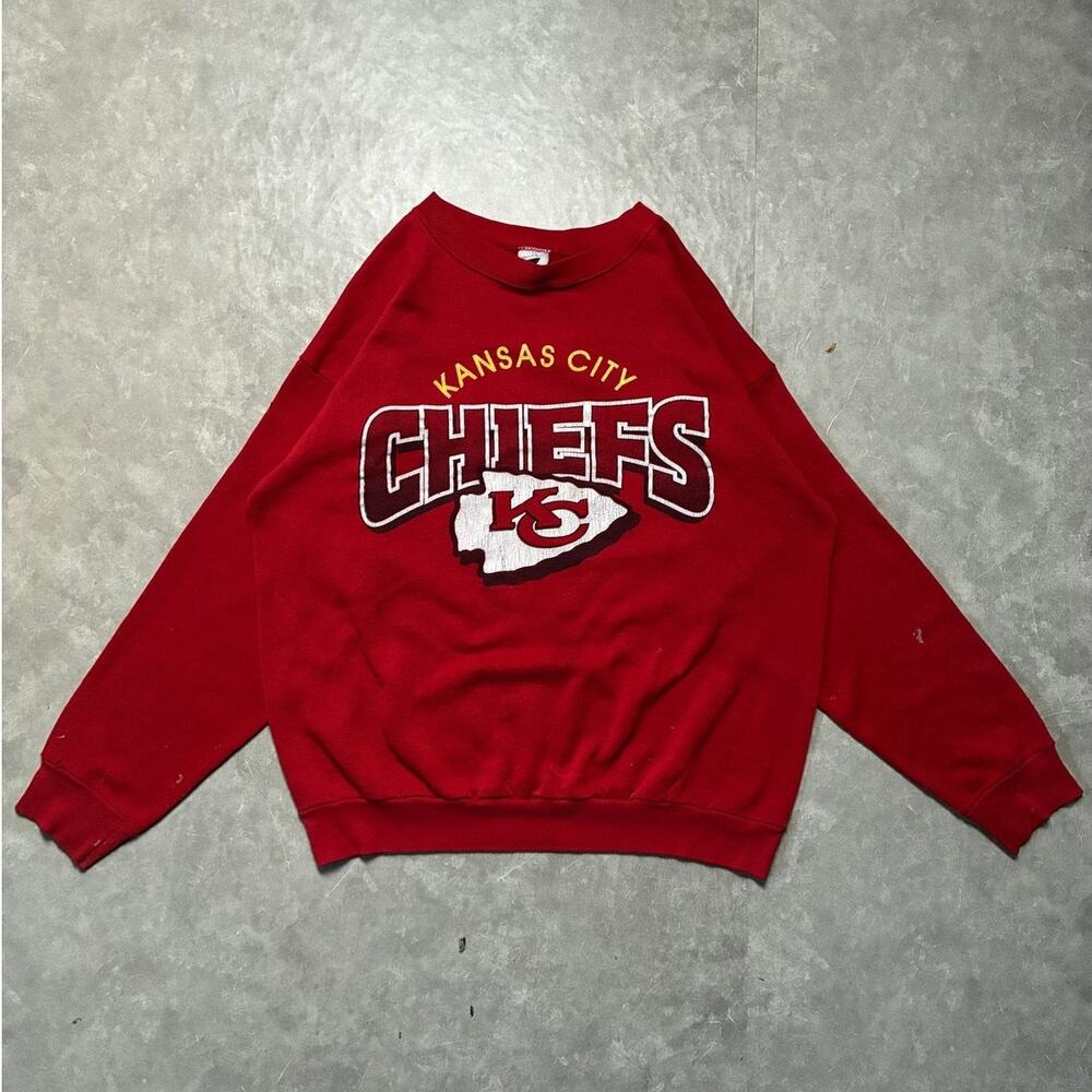 90s Vintage Kansas City Chiefs Tultex Red Crewneck -XXL
